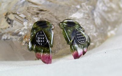 Natural Multi Tourmaline Carved 3 Pcs 28.26ct Gemstone For Designing