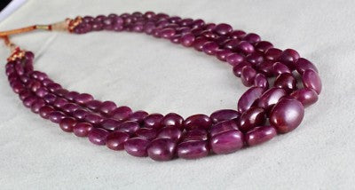 Certified Natural Untreated Ruby 595ct Beads Cabochon Gemstone Necklace