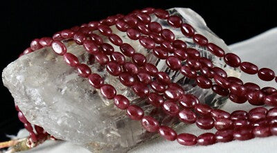 Certified 616 Ct Natural Red Spinel Beads Cabochon Gemstone Necklace