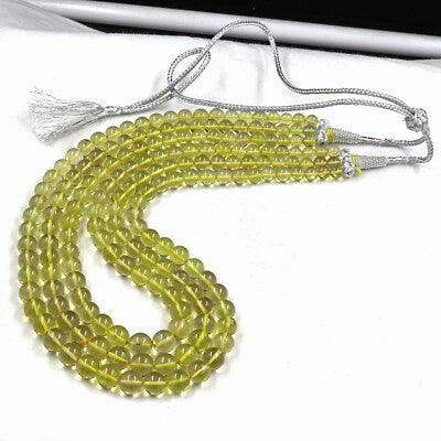 Natural Lemon Quartz Beads Necklace 9mm Round 594 Ct Gemstone Fashion For Women
