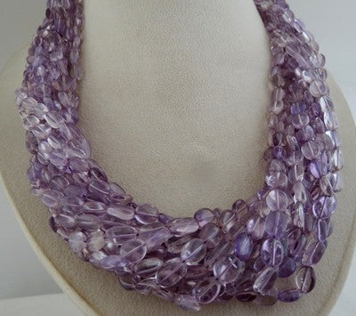 Sterling Silver Long 1419ct Natural Brazil Amethyst Beads Necklace Fashion