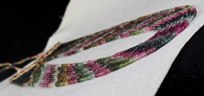 Natural Multi Colour Tourmaline 495 Ct Beads Faceted 10 L Gemstone Fine Necklace