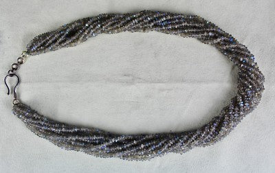 Sterling Silver Labradorite Beads Necklace 540 Ct Round 10 L Fashion Gemstone