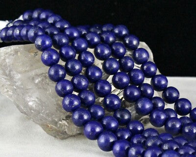 Certified Natural Blue Lapis Lazuli Beads 11mm 1280ct Necklace For Women