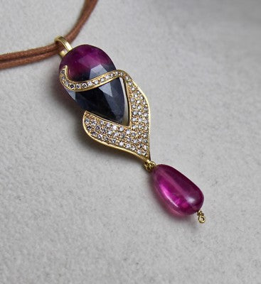 Certified Multi-colour Tourmaline 119ct Natural Diamond 18k Gold Jewelry Set