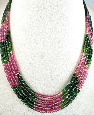Certified Natural Multi Tourmaline Beads Faceted Round 5mm 186ct Necklace