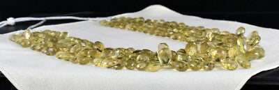 Certified Natural Lemon Quartz Beads 1502 Ct Tear Drops Gemstone Necklace