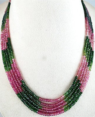 Certified Natural Multi Tourmaline Beads Faceted Round 5mm 186ct Necklace