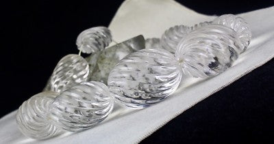 Certified Natural White Rock Crystal Quartz 2965 Ct Carved Oval Bead For Women