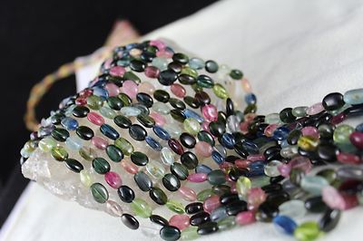 Certified Natural Multi Tourmaline 700ct Beads Cabochon Gemstone Necklace
