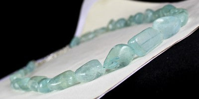 Certified Natural Blue Aquamarine 1471 Ct Sterling Silver Gemstone Necklace