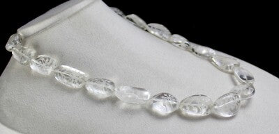 Vintage Natural Rock Crystal 884 Ct Gemstone Beads Necklace For Women