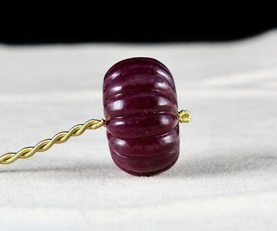 Certified Natural Ruby 87.50 Ct Carved Melon Pumpkin Bead Gemstone Pendant Ring
