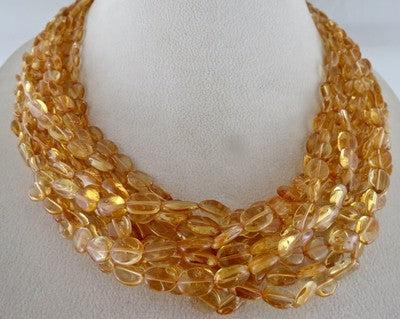 Citrine Beaded 982 Ct Necklace 11l Fashion Ladies Cabochon Long Gemstone