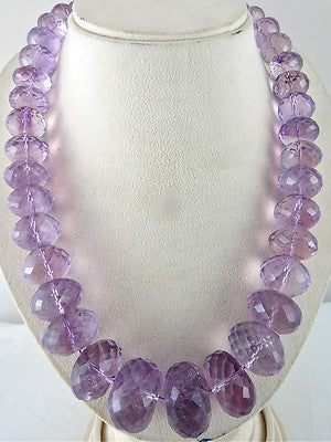 Natural Amethyst Faceted Round Gemstone Necklace 26mm 1852 Ct Big Brazilian Bead