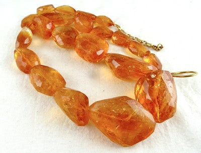 Certified Natural Citrine 815 Ct Faceted Sterling Silver Fashion Necklace