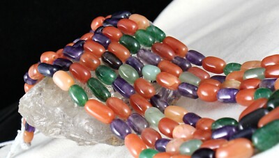 Multi Natural Semi Precious Beads Necklace Cabochon Gemstone 1048 Ct Fashion