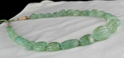 Certified Vintage Natural Emerald Carved 582 Ct Oval 25mm Rare Gemstone Necklace