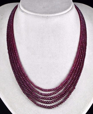 Certified Natural Ruby Beads Round 5 L 230 Ct Gemstone Beaded Necklace