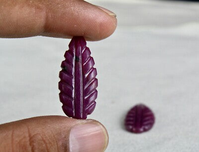 Natural Untreated Ruby 55 Ct Carved Leaves 4 Pc Loose Gemstone Earring