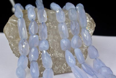 Natural Blue Chalcedony Faceted Beads 734 Ct Sterling Silver Necklace