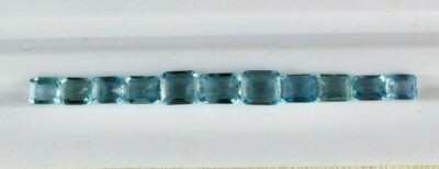 Certified Natural Aquamarine 11pcs Octagon Cut 9.47ct Gemstone Set Bracelet