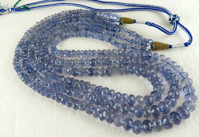 Certified Natural Blue Iolite 568ct Faceted Beads Gemstone Ladies Necklace