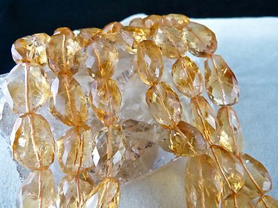 Certified Natural Citrine Beads Faceted Tumble 1335ct Sterling Silver Necklace