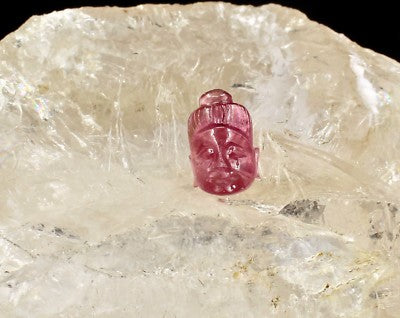 15x10mm Natural Pink Tourmaline Carved Buddha 9.15ct Gem For Ring Pendant