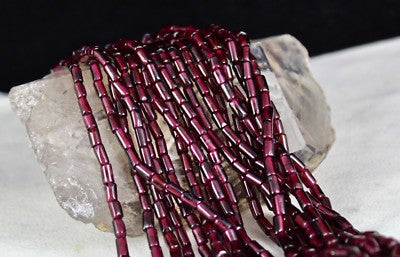 Natural Red Garnet Tube Beads Necklace 10l, 937ct Sterling Silver Ladies Fashion