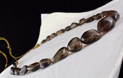 Natural Smoky Quartz Beads 768 Carats Tumble Gemstone Fashion Necklace