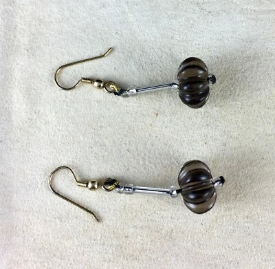 Natural Black Smoky Quartz Melon Beads Gemstone Pair 27 Ct For Design