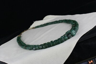 Certified Natural Emerald Beads 688 Ct Green Gemstone Sterling Silver Necklace