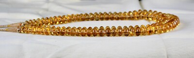Certified Natural Yellow Citrine Beads Necklace 2 L 607 Ct Gemstone Statement
