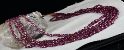 Certified Natural Unheated Ruby Necklace 5 Line 586 Ct Gemstone Beaded String