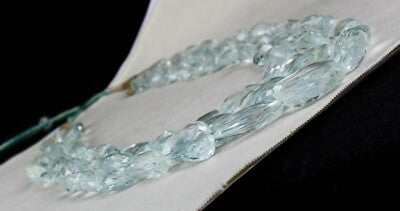 Certified Natural Blue Aquamarine Bead Necklace 1228 Ct Tumble Facets For Women