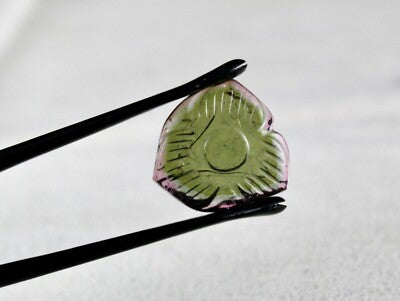 Natural Multi Green Tourmaline 31.26 Ct Carved Gemstone Earring Design