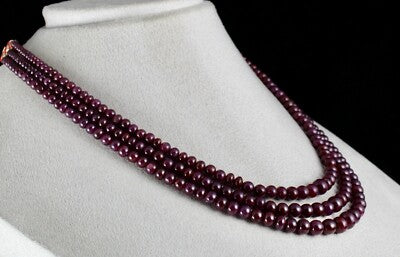 Certified Natural Ruby 410 Cts Round Beaded Necklace For Women