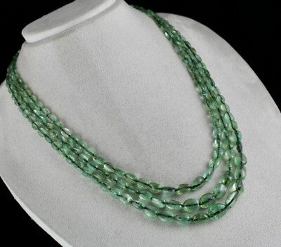 Certified Vintage Natural Emerald Beads Cabochon 376ct Gemstone Necklace