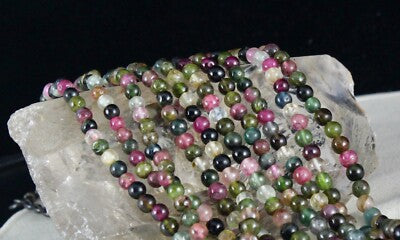 Certified Multi Tourmaline Beads Necklace 633 Ct Sterling Silver Clasp