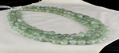 Natural Aventurine Jade 874 Ct Fancy Cabochon Beads Gemstone Necklace