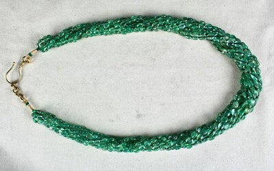 Antique Certified Natural Emerald 7 L 470 Ct Beads Cabochon Gemstone Necklace