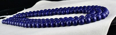 Certified Natural Blue Lapis Lazuli 11mm 1349ct 3line Beads Necklace