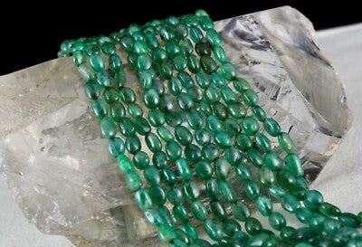 Certified Antique Natural Emerald Necklace 328ct Precious Gem Beaded Strings