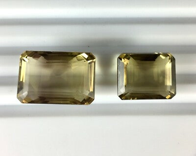 Natural Lemon Smoky Quartz 101.70ct Octagon 2 Pcs Big Gemstone Pendant