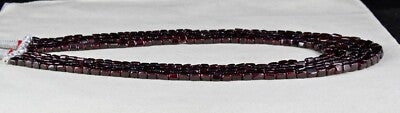 Natural Garnet 842 Ct Square Beads 5 Line Ladies Fashion Necklace