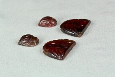 Certified Rare Colour Natural Tourmaline 59.66ct Carved 4pcs Gemstone Earring