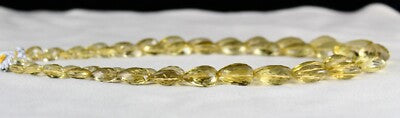 Certified Natural Lemon Quartz 409 Ct Beads Tear Drop Gemstone Necklace