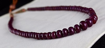 Certified 323 Ct Natural Ruby Necklace Round Red Untreated Gemstone String