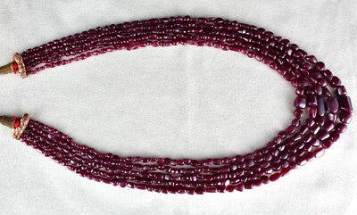 Certified Natural Untreated Ruby Beads Uneven Tumble Necklace 715ct Gemstone